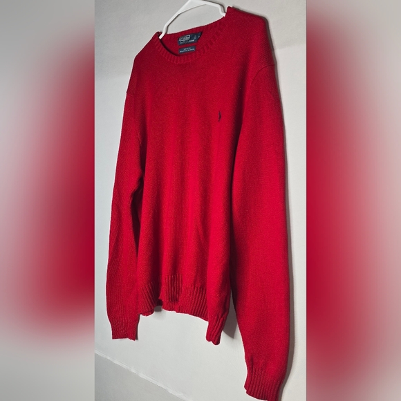 Polo Ralph Lauren Knit Sweater Red 100% Cotton Crewneck - Men’s Size XL - Picture 2 of 7